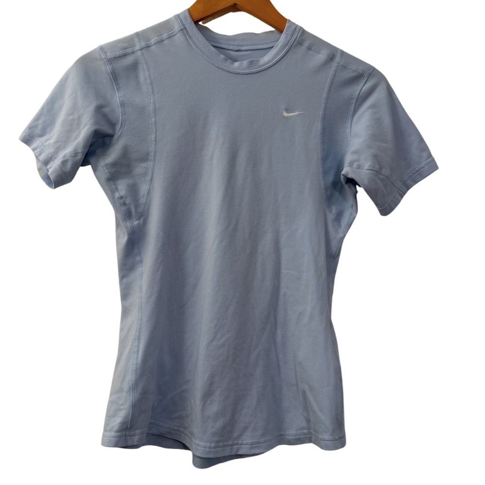 Nike Dri-FIT Light Blue Mesh Panel Athletic Tee – Women’s Small, Activewear